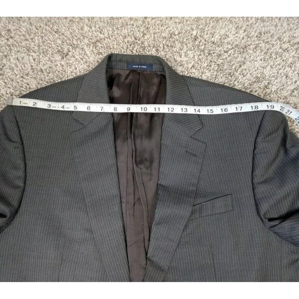 Ralph Ralph Lauren Blazer Mens 42L Wool Jacket Sport Coat Grey Stripe FLAWED